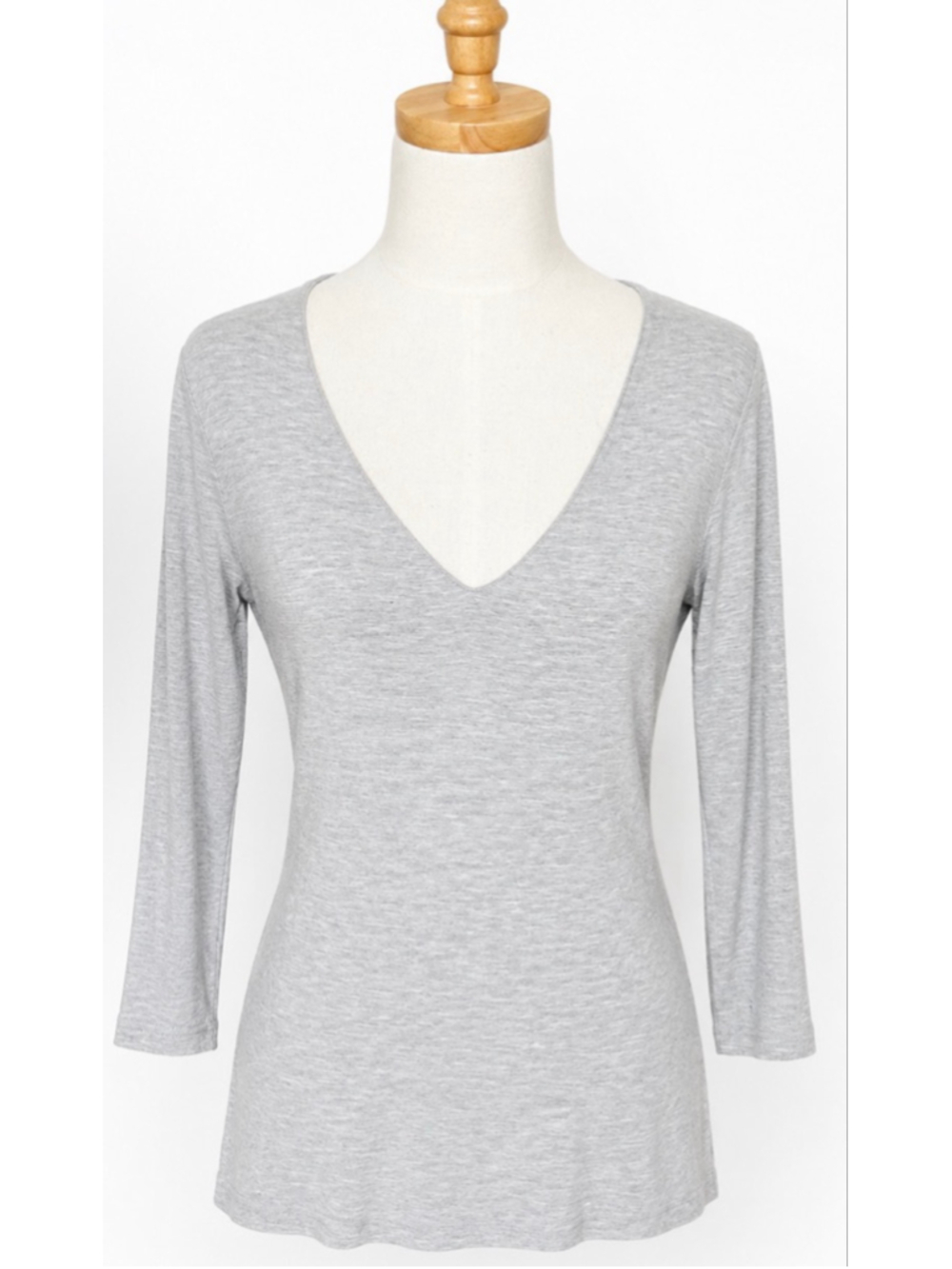 New Majestic Paris Gray Long Sleeve V-Neck Tee Size XL